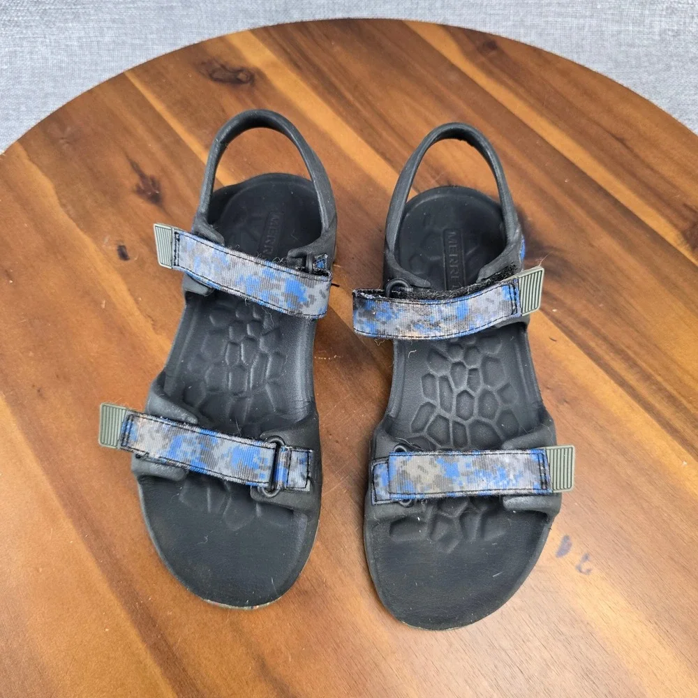 Merrell Hydro Drift Kids Sandals US 2 Black Blue Adjustable Straps Sporty Casual